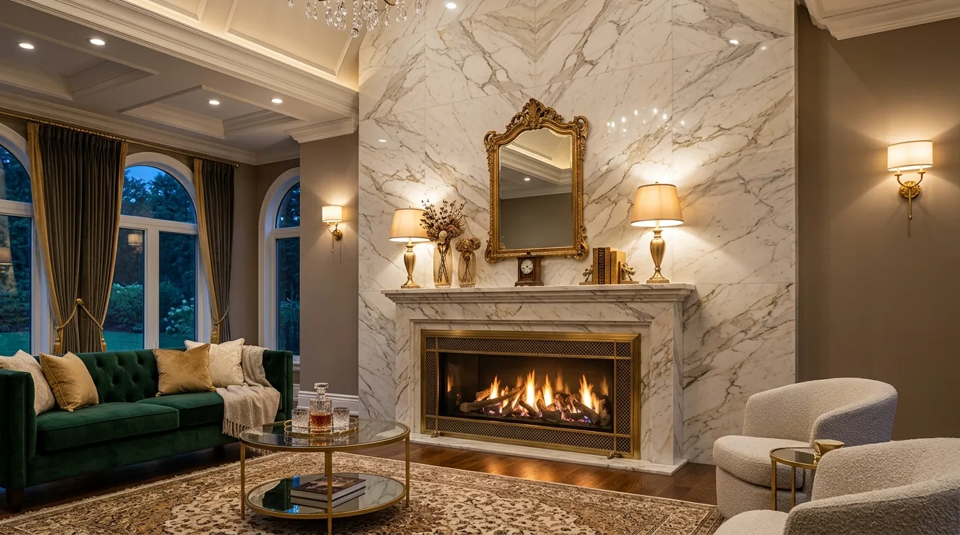 Balance tile color with mantel materials